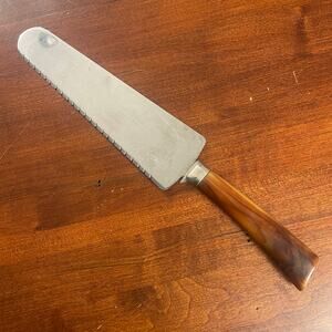 Vintage Frontier Forge Cake Pie Server Serrated Knife Bakelite Handle USA MCM